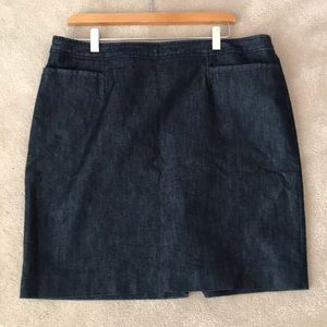 Dark wash denim pencil skirt